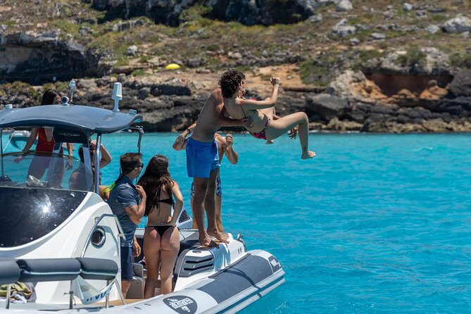 Boat Tour Egadi Day discover Favignana and Levanzo from Trapani - Cala Fredda offers another long swim