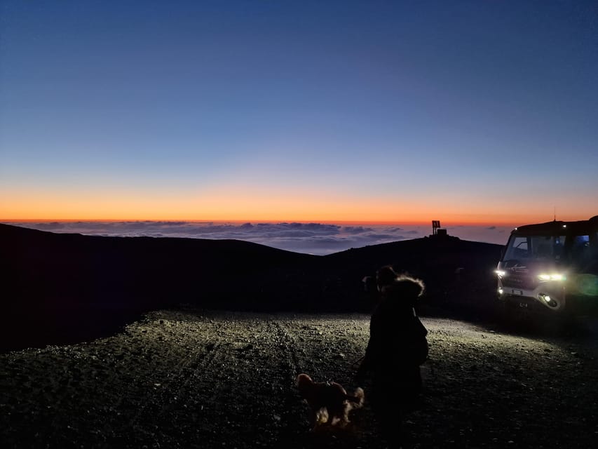 Etna North Sunset: Summit area & Craters of 2002 - Sunset from the roof of Sicily