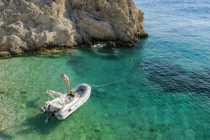 Favignana inflatable boat tour, wine tasting, snorkeling and relaxation - Cala Azzurra and the clay shoreline
