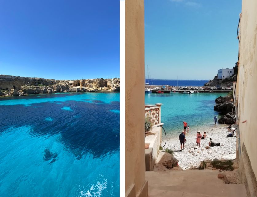 From Trapani: Favignana and Levanzo Mini Cruise with Lunch - Favignana’s coves from the water