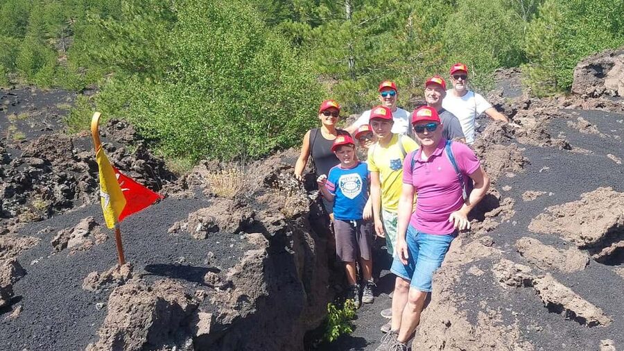 Mount Etna: trek with vintage car, tasting sicilian produtcs - The first view of Etna in miniature
