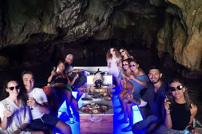 Syracuse Aperitif boat at Sunset island and sea caves - Inside the Coral Cave