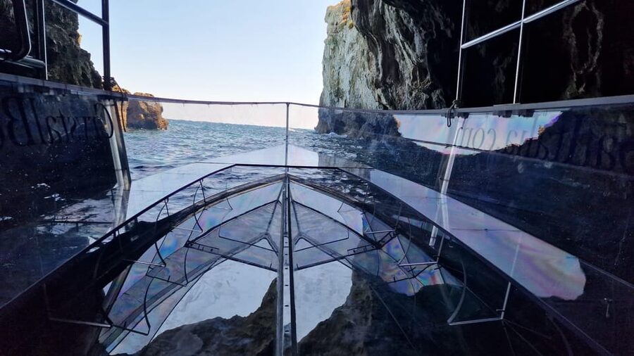 Syracuse: Coast and Sea Caves Full Transparent Boat Tour - The swimming stop and the underwater photo