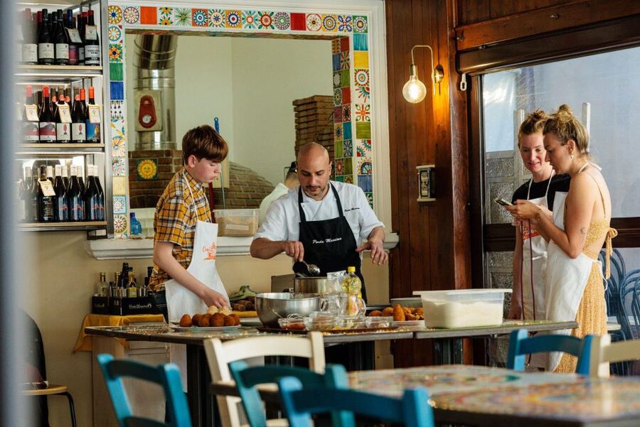 Taormina: Arancino making class - Eating the meal you prepared