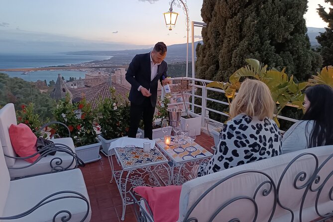 Taormina premium food & wine tour at rooftops and upscale bars - Porta Messina and the first pour