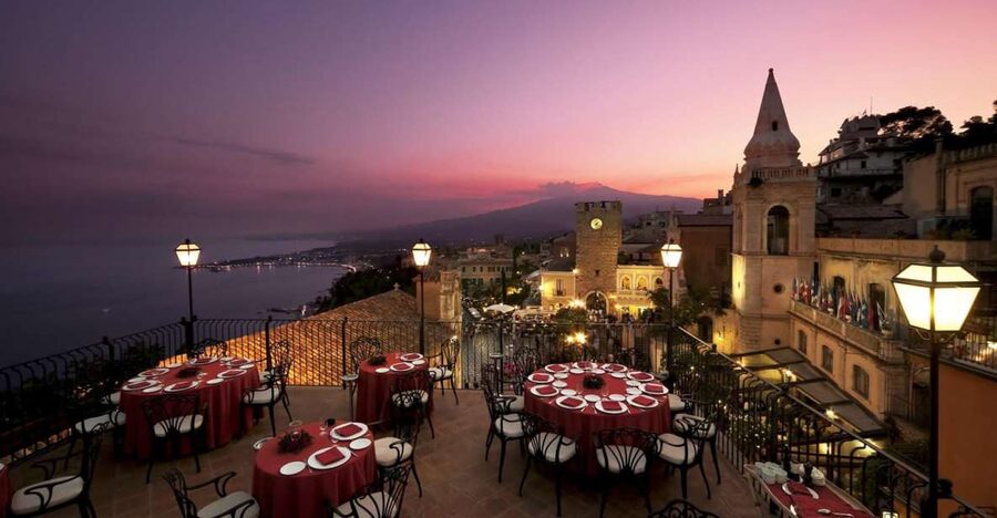 Taormina: Sunset Walking Tour & Aperitif on Rooftop Terrace - The rooftop aperitif with Etna in view