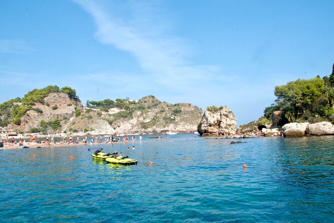 Tour to Baia di Taormina, Isola Bella and Naxos - Taormina Bay, Isola Bella, and the blue cave